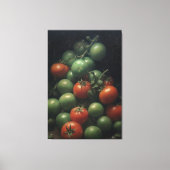 Kleurrijk Contrast: Groene en Rode Tomaat het Schi Canvas Afdruk (Voorkant)