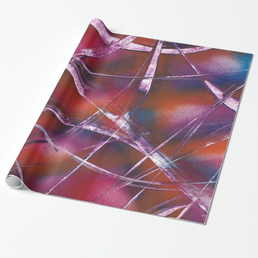 Kleurrijk contrastend lint cadeaupapier (Uitgerold)