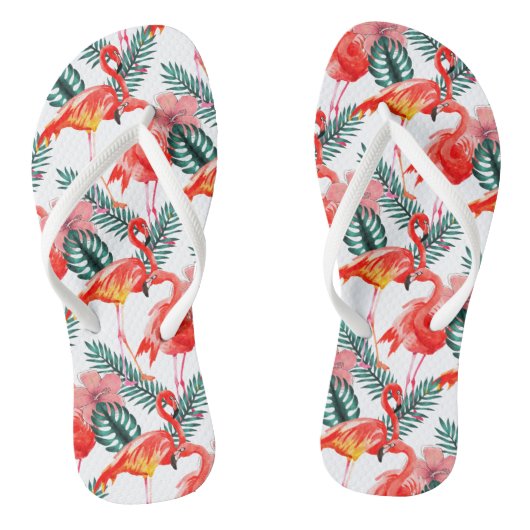 Kleurrijk Coral Pink Flamingo patroon Teenslippers (Voetbed)