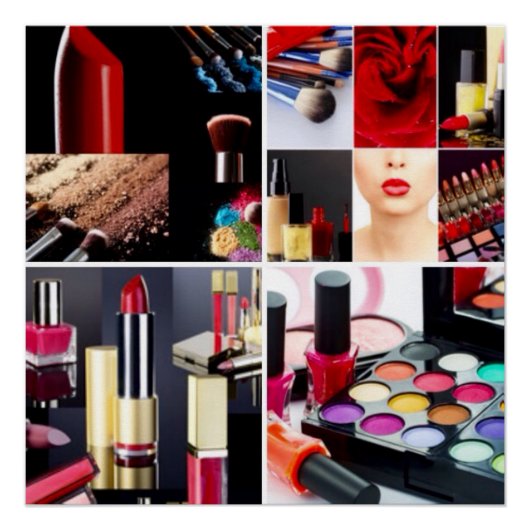 Kleurrijk Cosmetisch collage Poster (Voorkant)