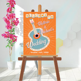 Kleurrijk Cowboy Westers Gitaar Welkom Bord Poster