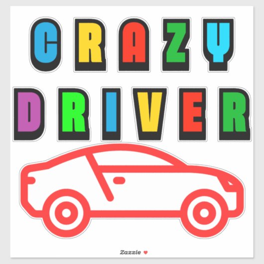 Kleurrijk Crazy Driver Design Sticker (Vel)