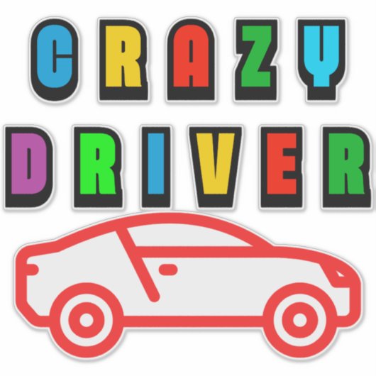 Kleurrijk Crazy Driver Design Sticker (Voorkant)