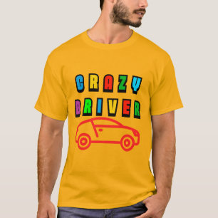 Kleurrijk Crazy Driver-ontwerp T-shirt
