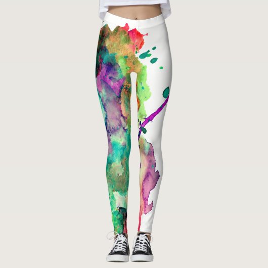 Kleurrijk, Crazy, Trendy, Vette Abstracte Waterver Leggings (Voorkant)