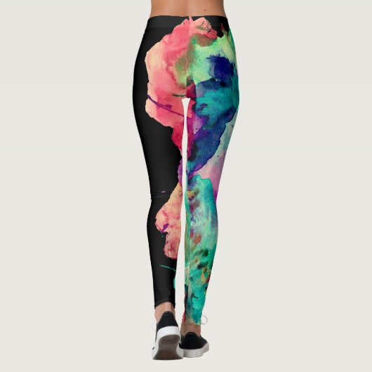 Kleurrijk, Crazy, Trendy, Vette Abstracte Waterver Leggings (Achterkant)