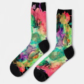 Kleurrijk, Crazy, Trendy, Vette Abstracte Waterver Sokken (Links)