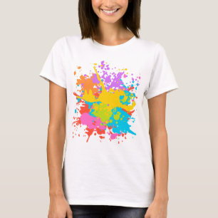 Kleurrijk Creatief Abstract Waterverf Spat T-Shirt