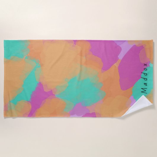 Kleurrijk Creatief Moderne Kunstenaar Patroon + Aa Strandlaken (Voorkant)