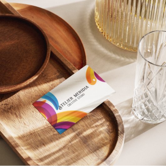 Kleurrijk creatief studio met QR-code Visitekaartje