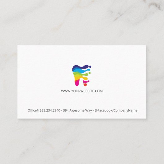 Kleurrijk Creatief Tand Logo | Tandheelkunde Visitekaartje (Achterkant)
