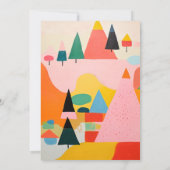 Kleurrijk Creatieve Retro Abstracte Kerst Landscha Notitiekaartje (Achterkant)