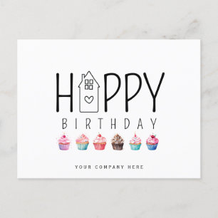 Kleurrijk Cupcake House Gelukkig Verjaardag Makela Briefkaart