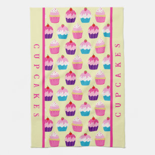 Kleurrijk Cupcakes patroon, zoete traktaties Theedoek