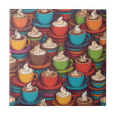 Kleurrijk cups patroon tegeltje (Voorkant)