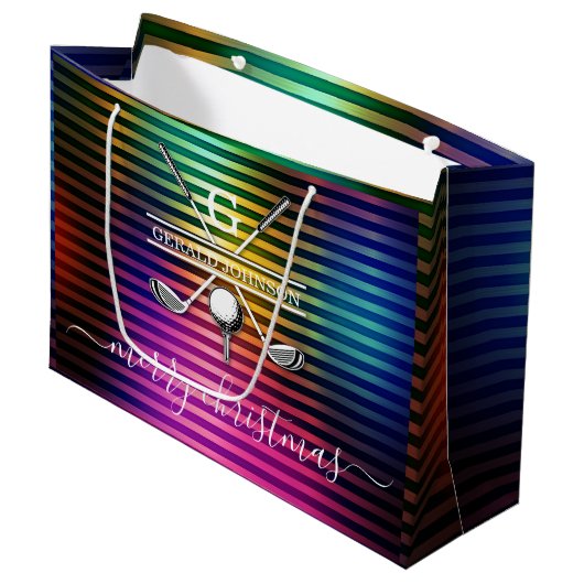 Kleurrijk Custom Elegant Golf Monogram Ontwerp Groot Cadeauzakje (Voorkant Gekanteld)
