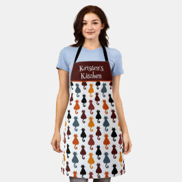 Kleurrijk Cute Cats Patroon Gepersonaliseerd Schort