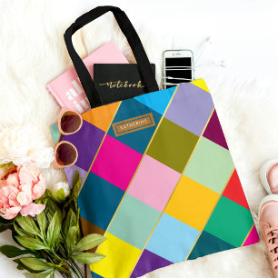 Kleurrijk Cute Chic Trendy Stijlvol met gouden voe Tote Bag