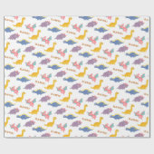 Kleurrijk Cute Dinosaur Pattern Voor Kinderen Cadeaupapier (Vlak)