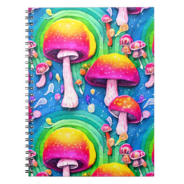 Kleurrijk Cute Paddenstoel Naadloos Patroon Notitieboek