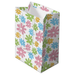 Kleurrijk Cute Retro Zomer Bloem Kunstpatroon Medium Cadeauzakje