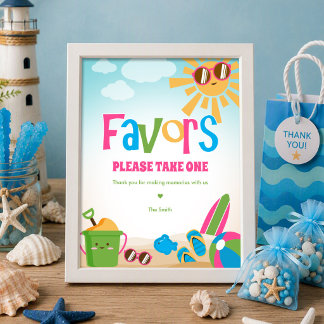 Kleurrijk Cute Thema Strand Verjaardag Favorieten Poster