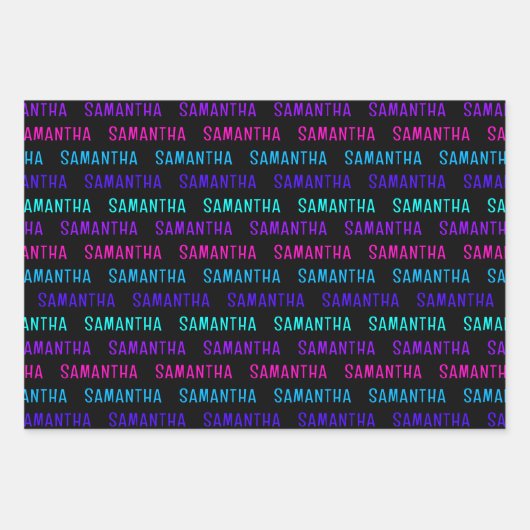 Kleurrijk Cyberpunk naampatroon Inpakpapier Vel (Voorkant 2)