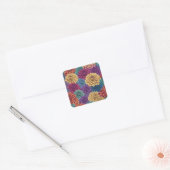 Kleurrijk dahlia bloemenpatroon vierkante sticker (Envelop)