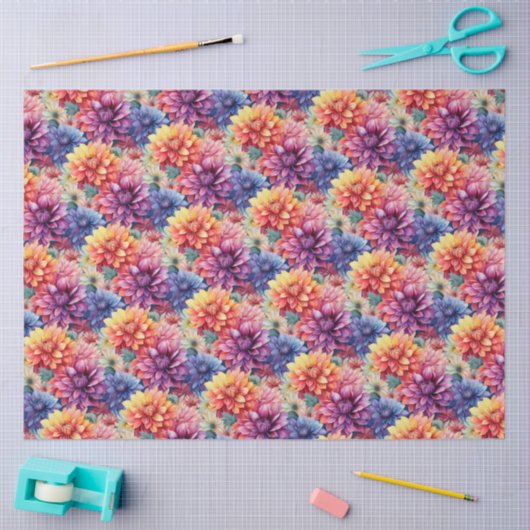 Kleurrijk Dahlias-weefselpapier Tissuepapier (Craft)