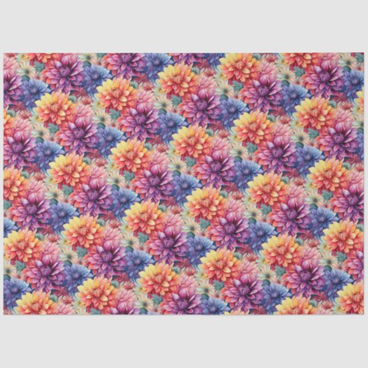 Kleurrijk Dahlias-weefselpapier Tissuepapier (Voorkant)