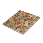  Kleurrijk Daisy Patroon - Mosterd Tegeltje (Zijkant)
