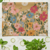 Kleurrijk Daisy Patroon - Mosterd Theedoek (Gevouwen)