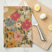 Kleurrijk Daisy Patroon - Mosterd Theedoek (Quarter Fold)