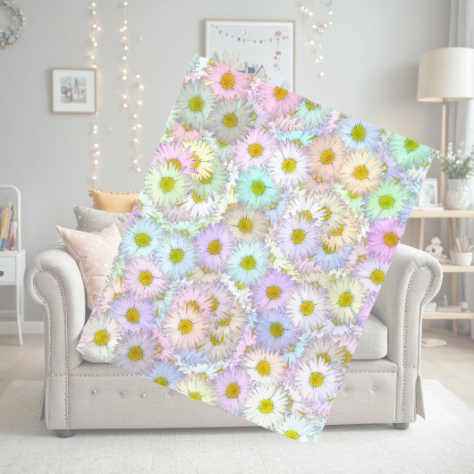 Kleurrijk daisy patroon - pastel fleece deken