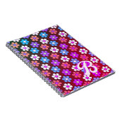 Kleurrijk Daisy Patroon Retro Monogram Notitieboek (Rechterzijde)
