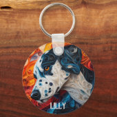Kleurrijk Dalmatisch hondenportret Sleutelhanger (Achterkant)