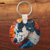 Kleurrijk Dalmatisch hondenportret Sleutelhanger (Voorkant)