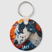 Kleurrijk Dalmatisch hondenportret Sleutelhanger (Achterkant)