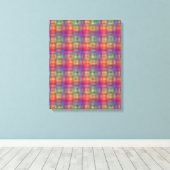 Kleurrijk dambord abstract patroon canvas afdruk (Insitu (Houten vloer))