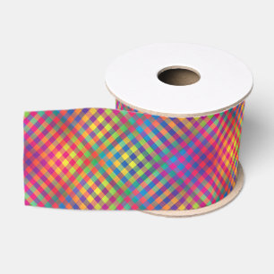 Kleurrijk dambord abstract patroon grosgrain lint