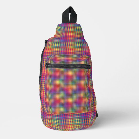 Kleurrijk dambord abstract patroon sling bag (Voorkant)