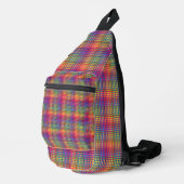 Kleurrijk dambord abstract patroon sling bag (Rechterhoek)