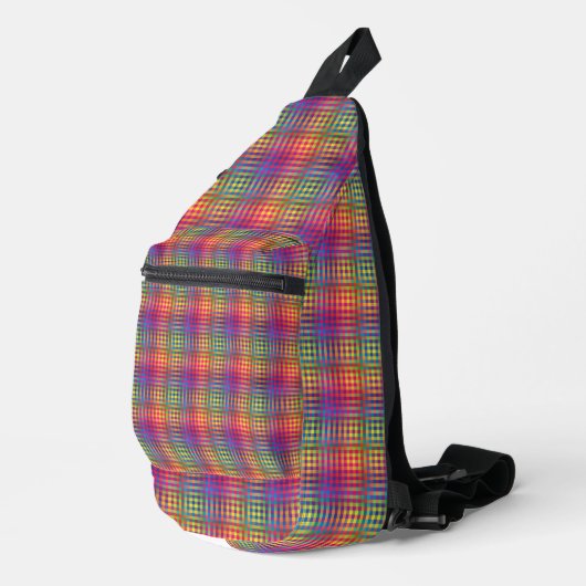 Kleurrijk dambord abstract patroon sling bag (Rechterhoek)