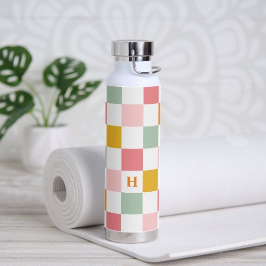 Kleurrijk dambord Monogram Waterfles (Yoga)