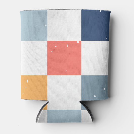 kleurrijk dambordpatroon blikjeskoeler (Voorkant)