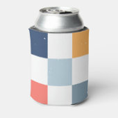 kleurrijk dambordpatroon blikjeskoeler (Blikje Achterkant)