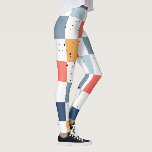 kleurrijk dambordpatroon leggings (Rechts)