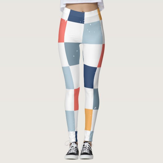 kleurrijk dambordpatroon leggings (Voorkant)