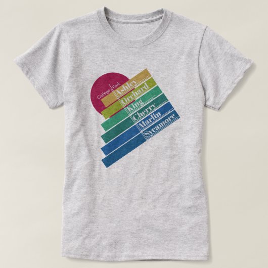 Kleurrijk dames College Park T-shirt (Design voorkant)