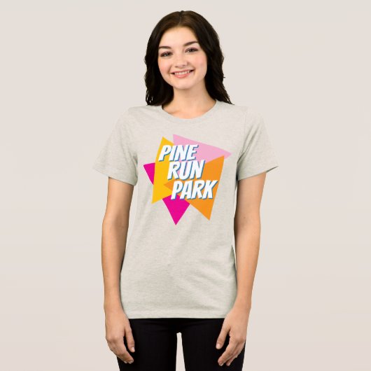 Kleurrijk dames Pine Run Park T-shirt (Voorkant volledig)